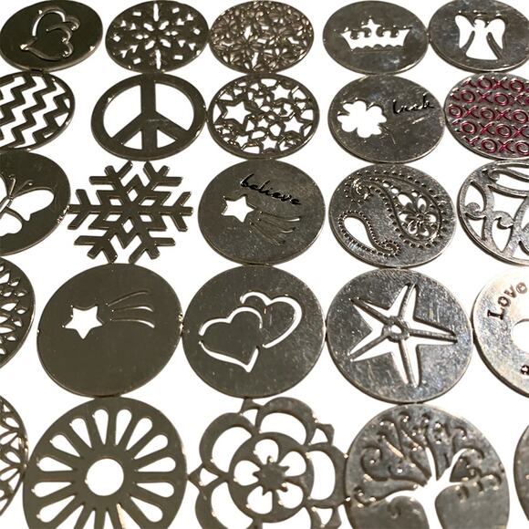 75-Piece Silver Metal 22mm Decorative Circle Floating Locket Jewelry Supplies - Picture 10 of 12